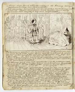 135576 Afbeelding van een pagina met een tekening van een scene uit de opera Euryanthe van Carl Maria von Weber, op 25 ...